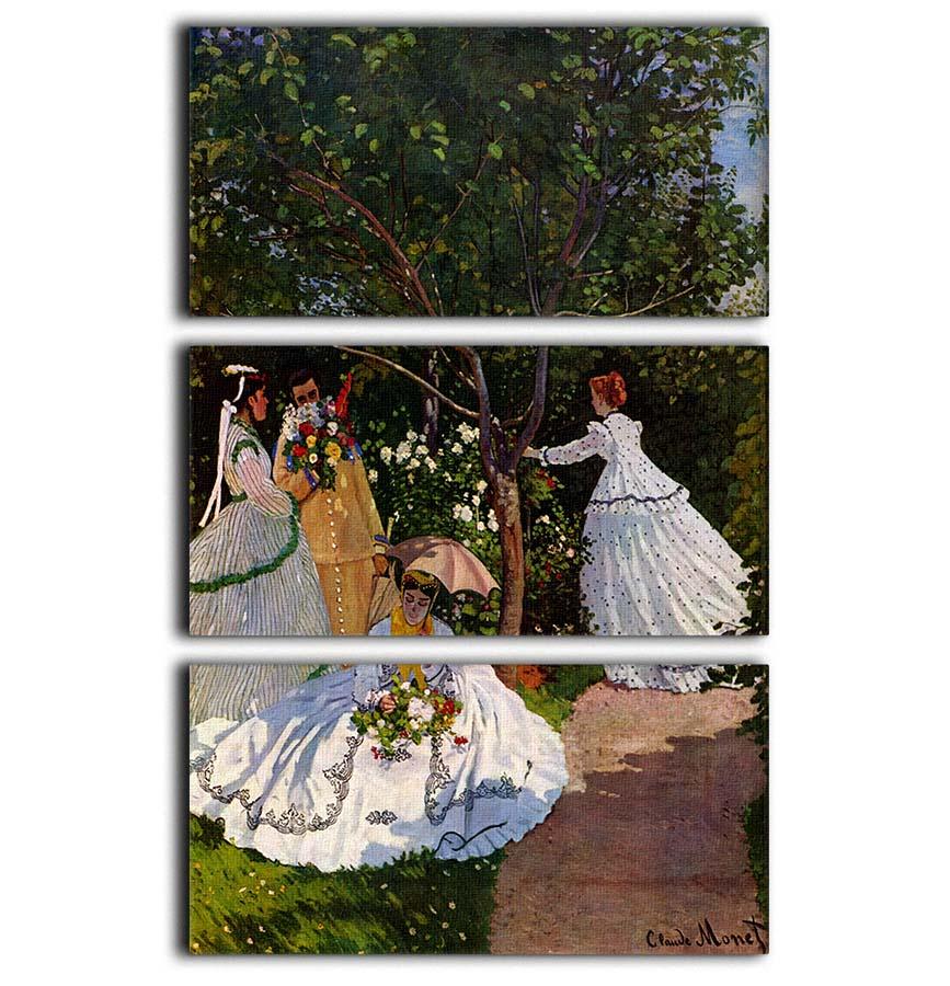A beautiful 3-panel canvas print featuring Monet's Picnic scene, showcasing vibrant colors and intricate details.